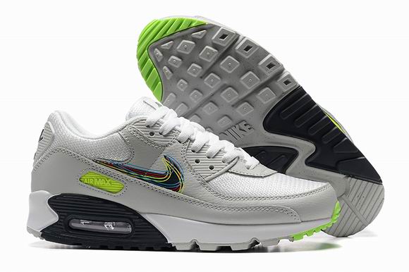 Cheap Nike Air Max 90 Men's Shoes Grey Green Black-81